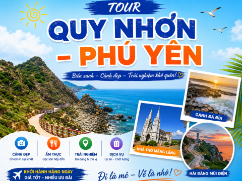 TOUR PHÚ YÊN - QUY NHƠN - KỲ CO - EO GIÓ - HÒN KHÔ - CÙ LAO XANH - GÀNH ĐÁ ĐĨA 3N3Đ - XE GIƯỜNG NẰM
